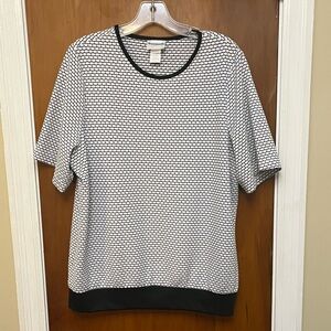 BonWorth Short sleeve Summer Black and White Patterned Top. L.    AC